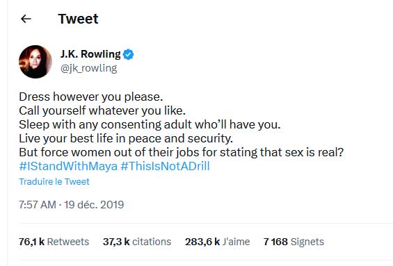 Tweet de JK Rowling